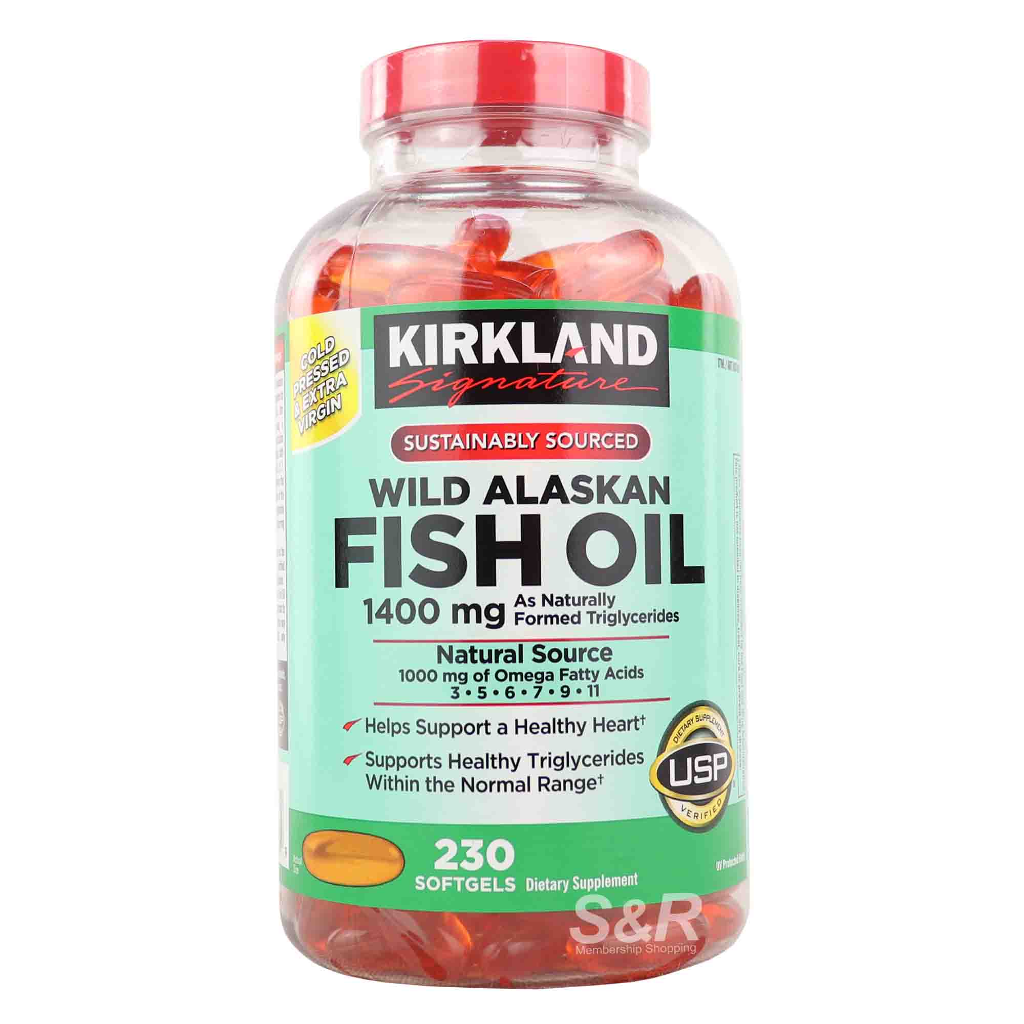 Kirkland Signature 1400mg Wild Alaskan Fish Oil Dietary Supplement 230pcs